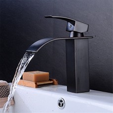 LYTOR Kitchen Faucet Tradition Antique Solid Brass Sink Faucet Hot and Cold Sink Basin Mixer Tap Bathroom Sink Vessel Black Solid Brass Waterfall Kitchen Sink Basin Mixer Tap - B07G5WVC5C